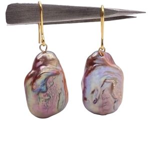 Irregular Baroque Natural Freshwater Peal Earrings Vintage Dangle Earrings For W